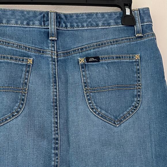 L.L. Bean denim jean skirt 70s inspired pockets Classic western Cottagecore S - Picture 8 of 9